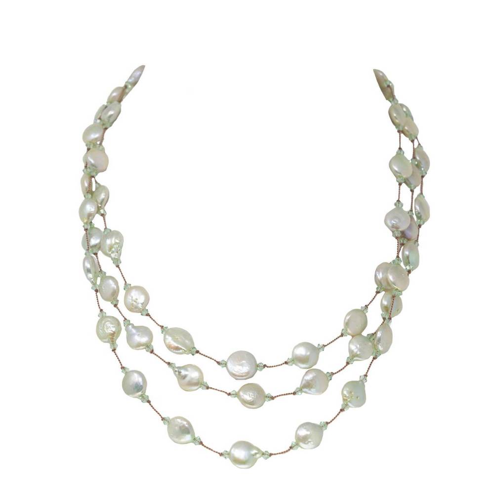 NEW MARGO MORRISON freshwater pearl necklace in pale green